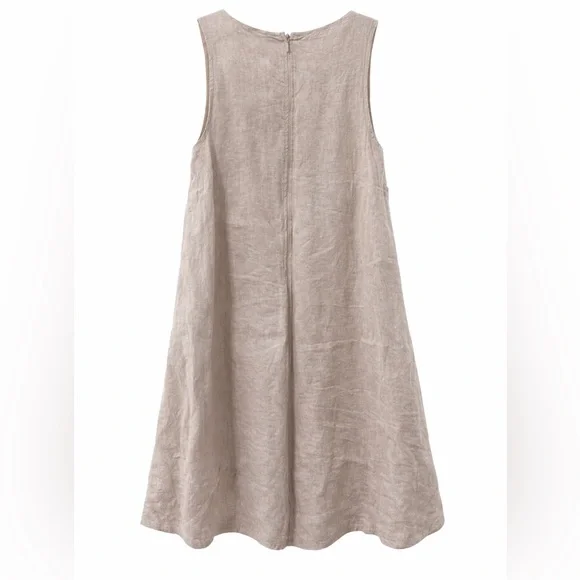 Vineyard Vines Linen Sleeveless Shift Dress Beige Size L - Picture 2 of 3